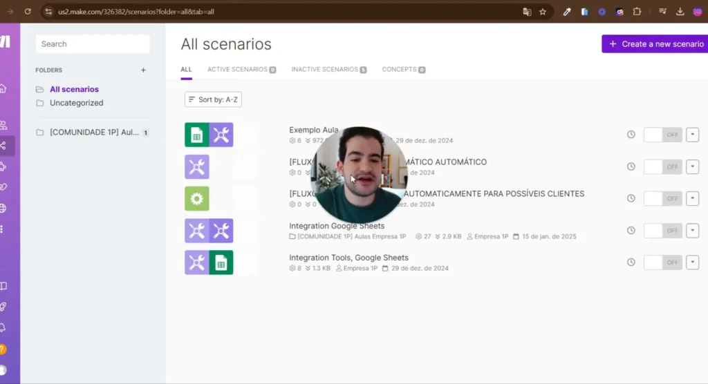 Criando um cenário no Make.com