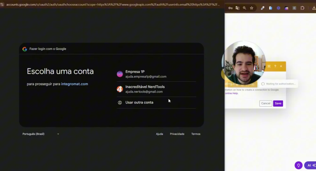 Realizando o login no Google