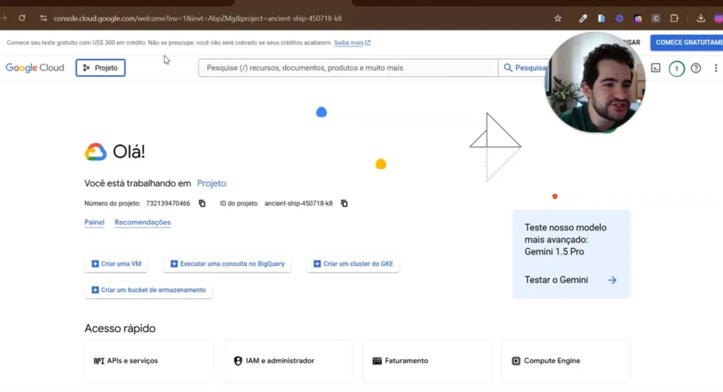 Criando um novo projeto no Google Cloud
