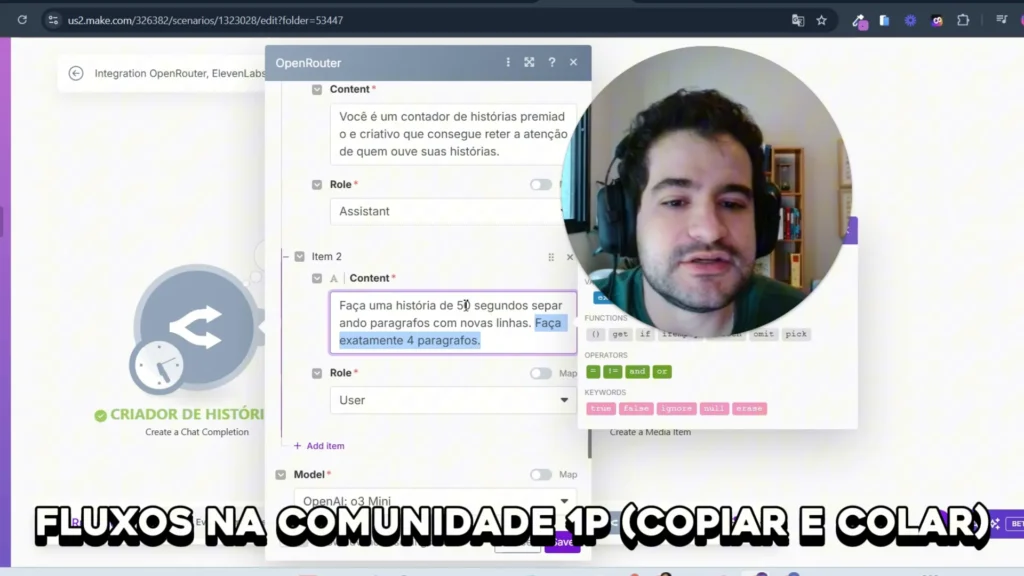 Exemplo de cenário no Make.com