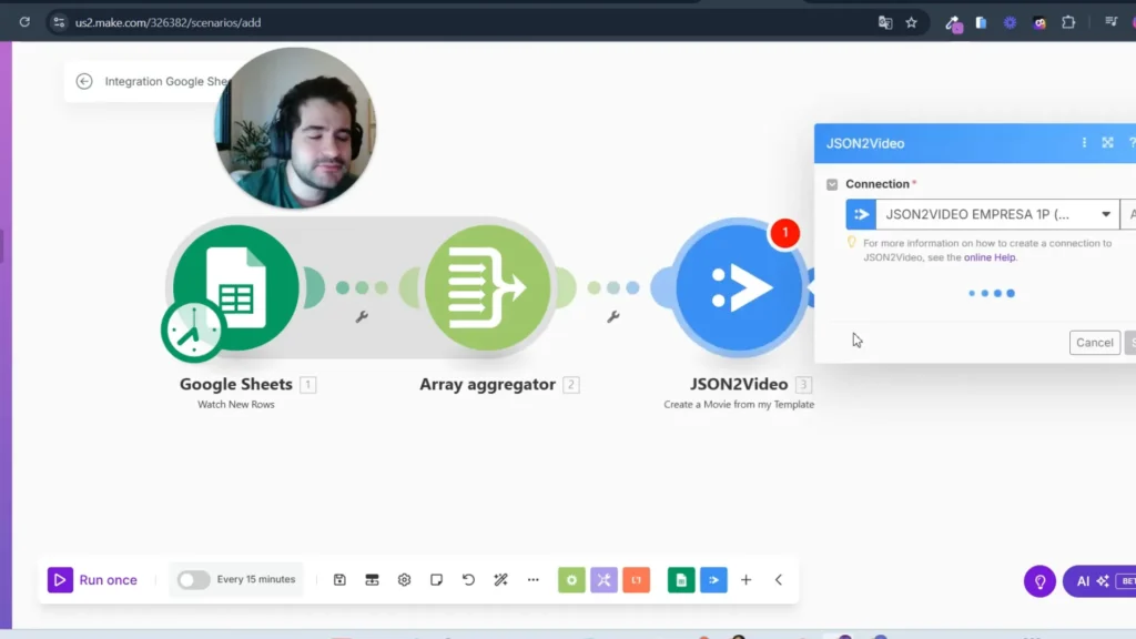 Exemplo de criação de vídeo com JSON to Video