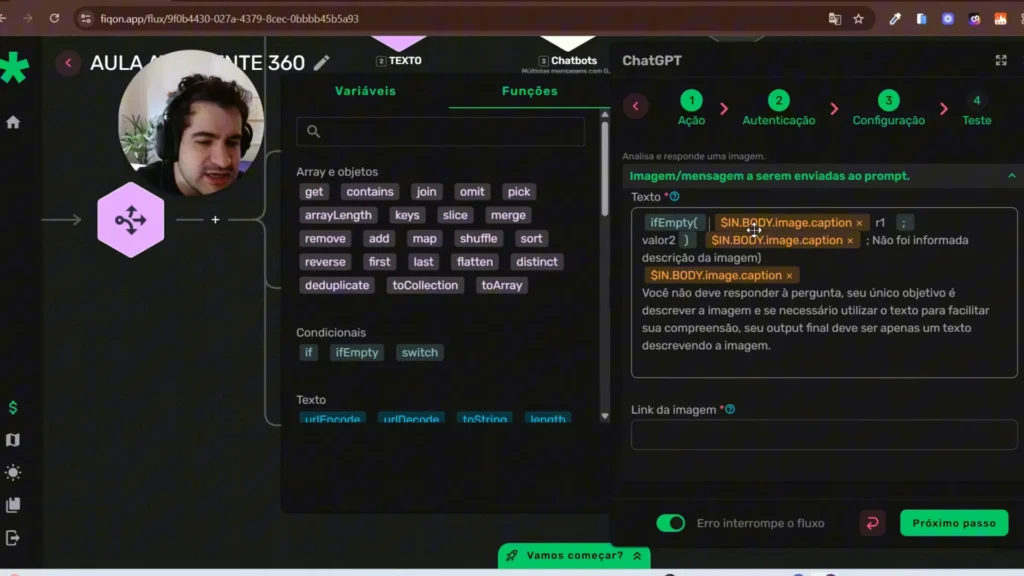 Análise de imagem com legenda no chatbot da FiqOn