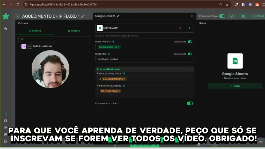Configuração da conexão Google Sheets no Make.com