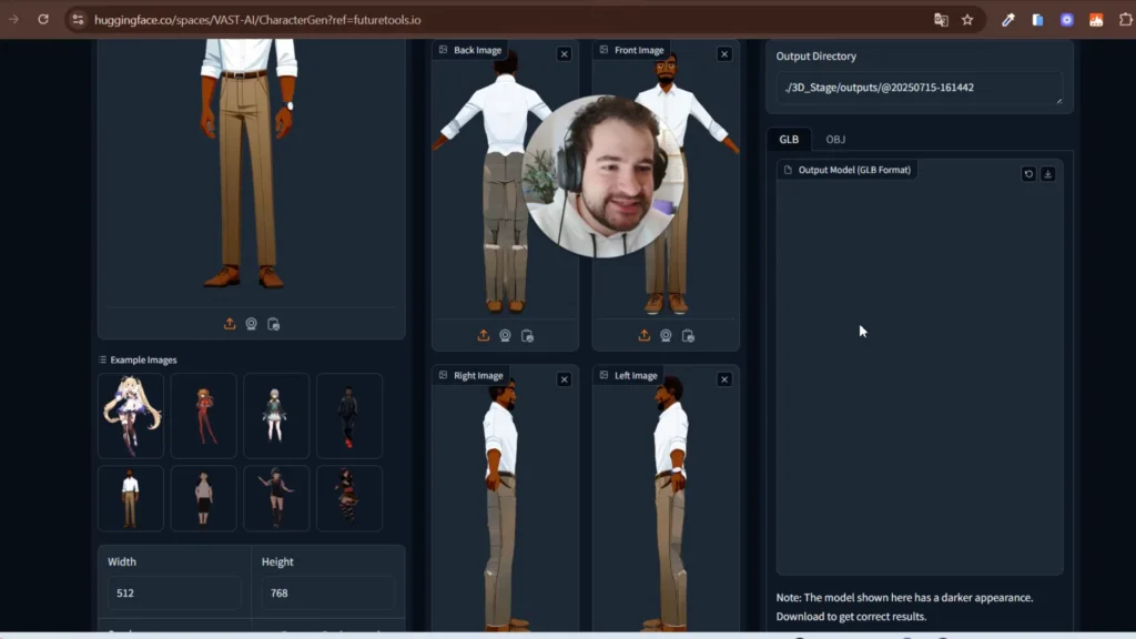Visualização 3D gerada a partir de imagem de personagem no DeepSeek