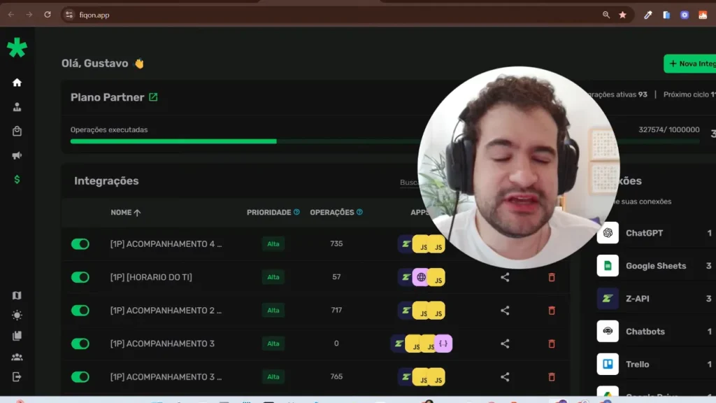 Interface do FiqOn: criando nova integração