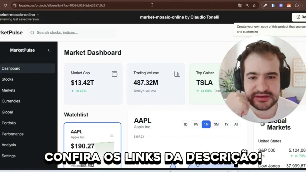 Dashboard financeiro criado no lovable