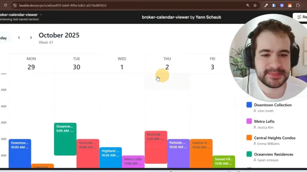 Agenda interna construída com lovable similar ao Google Calendar