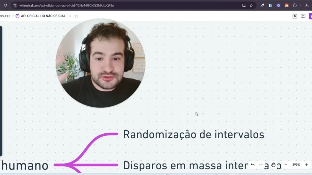 Slide com o texto 'Randomização de intervalos' visível e rosto do apresentador em círculo no canto superior esquerdo.