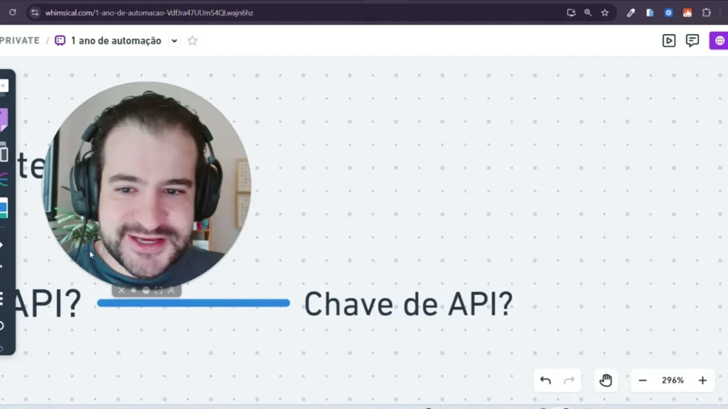 Slide com o texto 'Chave de API?' exemplificando a necessidade de uma chave para conectar uma API.