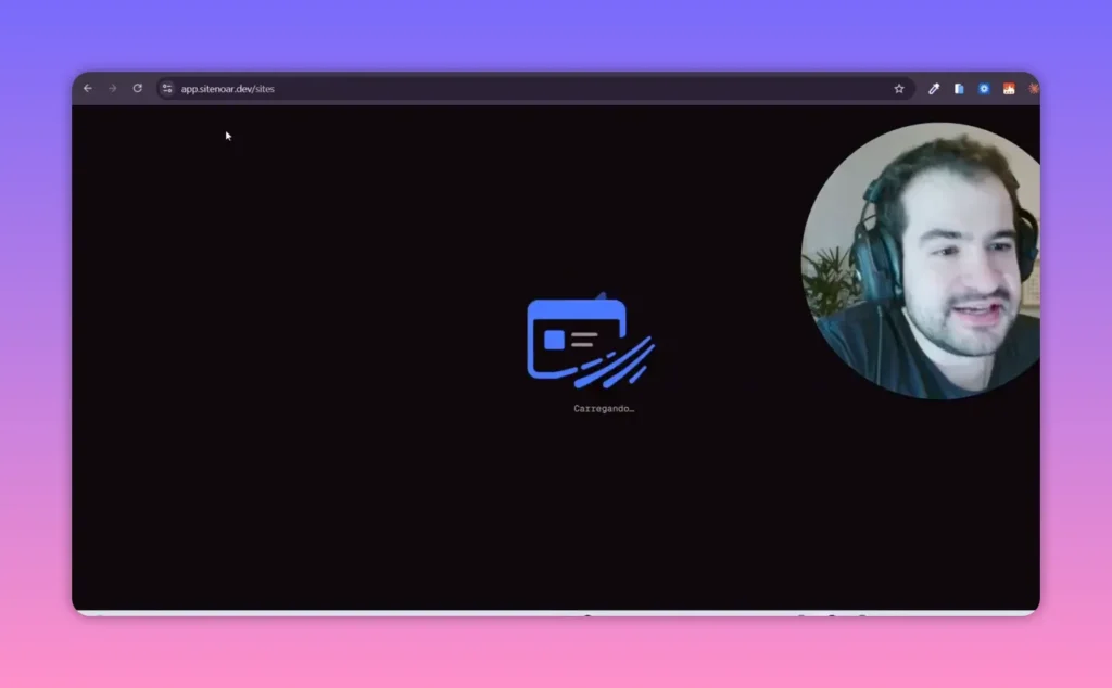 Painel escuro do Site no Ar com lista de sites e menu lateral