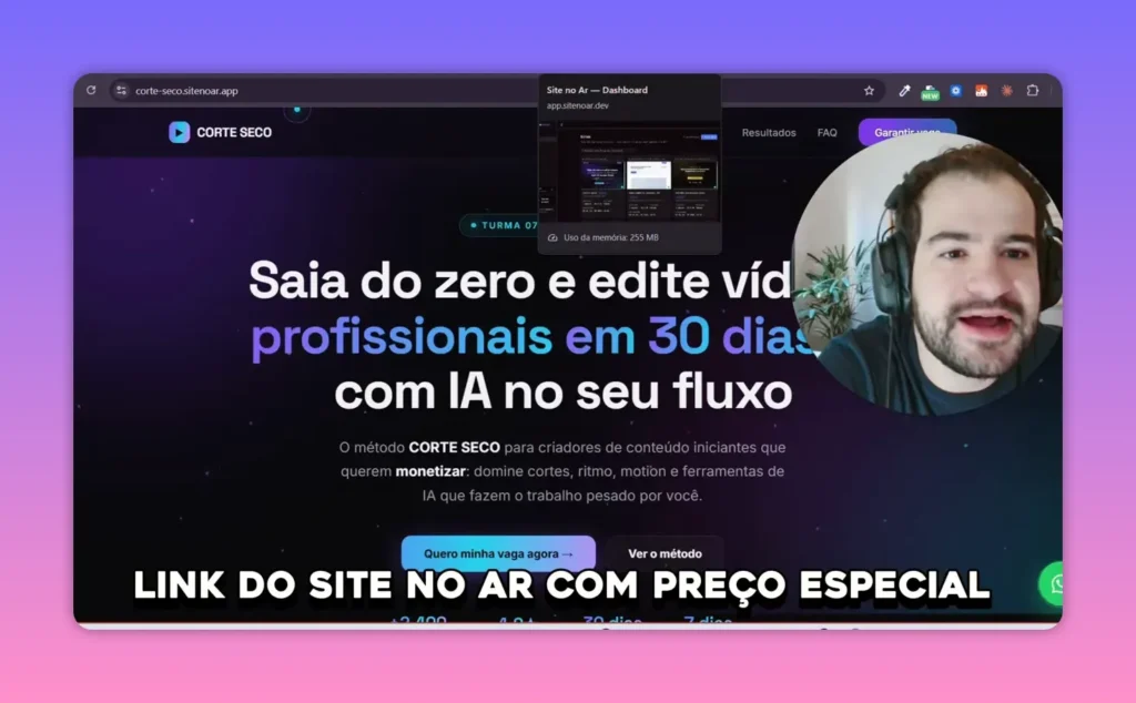 P&aacute;gina do Site no Ar com o texto seu agente criou agora vai ao ar