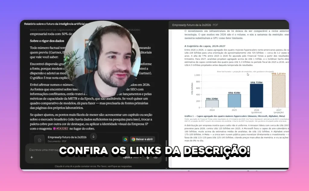 Relatório em PDF sobre o futuro da inteligência artificial com gráficos e seções